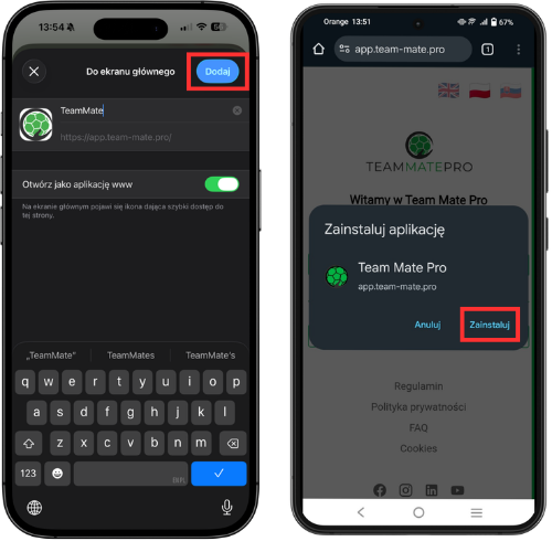 Potwierdź instalację