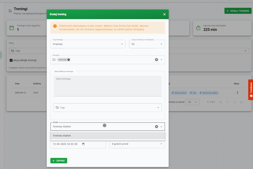 Obraz modułu Moduł Obiekty sportowe
