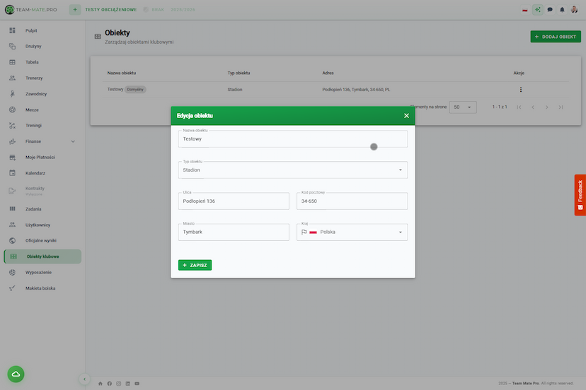 Obraz modułu Moduł Obiekty sportowe